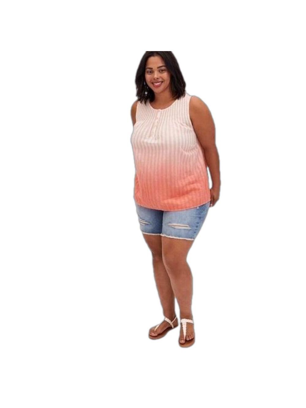 Torrid Cotton Smocked Henley Tank